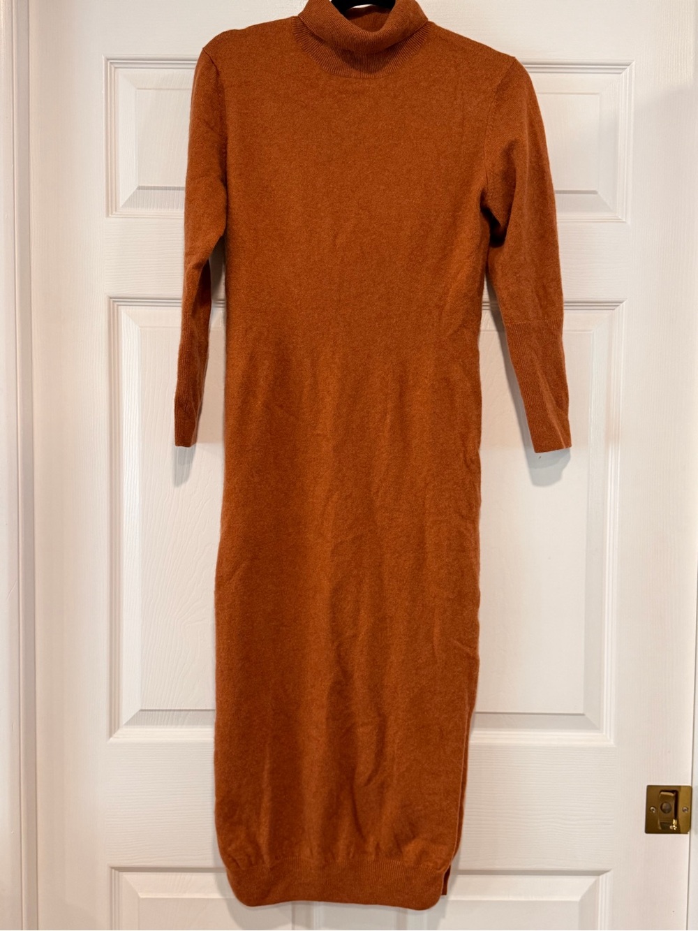 NAADAM Pumpkin Rust Long Sleeve Turtleneck 100% Cashmere Sweater Dress #460